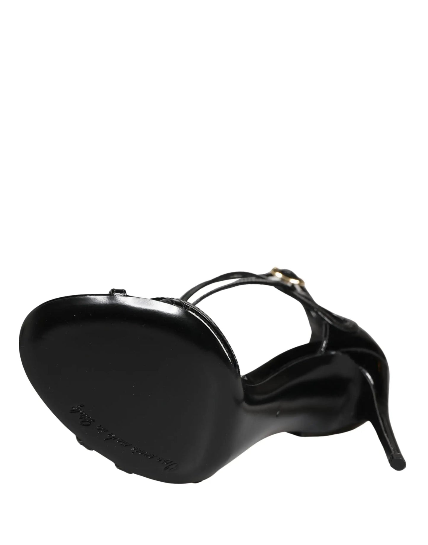 Dolce & Gabbana Black Leather Stiletto Heel Sandals Shoes by Dolce & Gabbana