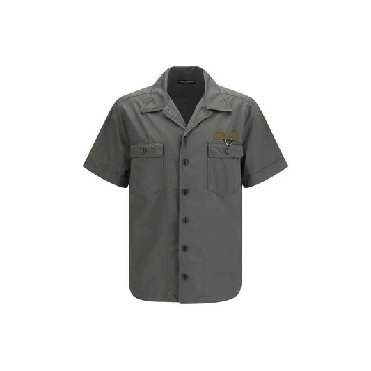 Dolce & Gabbana Gray Cotton Shortsleeve Shirt by Dolce & Gabbana