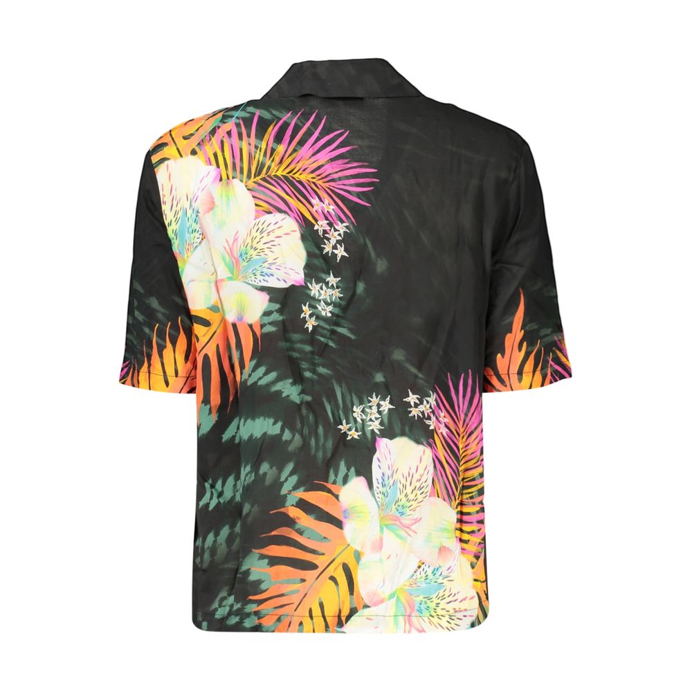 Chemise Desigual femme manches courtes col V en viscose noir – DE-44926