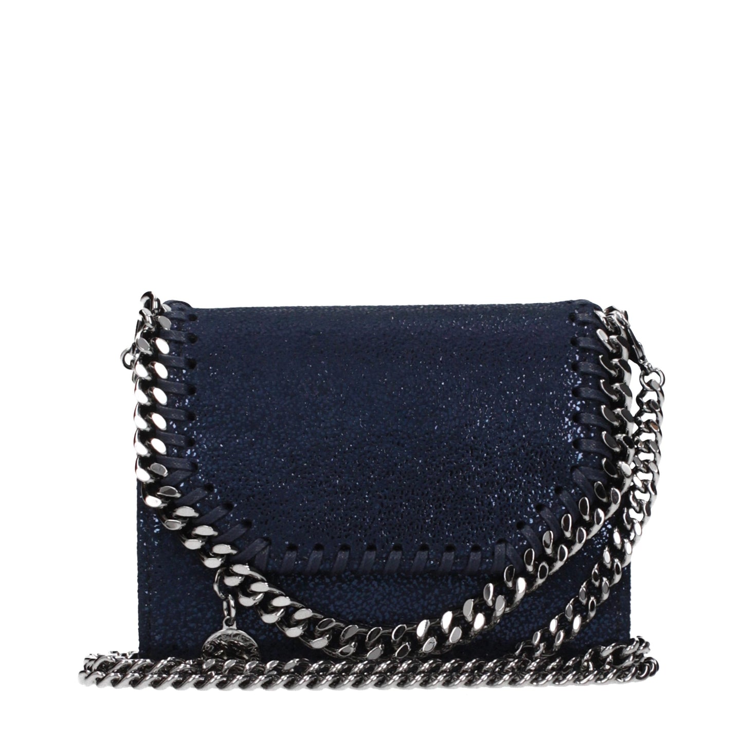Stella McCartney – Porte-Monnaie en Eco-Suède Bleu | Logo Frontal | Bandoulière Amovible