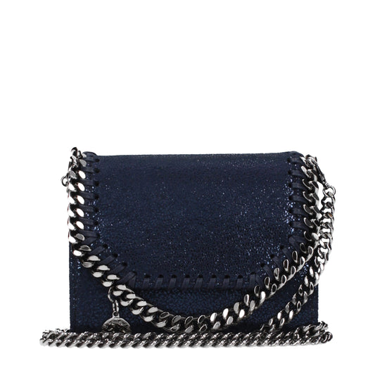 Stella McCartney – Porte-Monnaie en Eco-Suède Bleu | Logo Frontal | Bandoulière Amovible