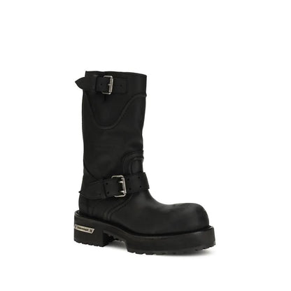 Balenciaga Black Calf Leather Bos Taurus Lace-Up Boots by Balenciaga