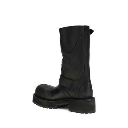 Balenciaga Black Calf Leather Bos Taurus Lace-Up Boots by Balenciaga