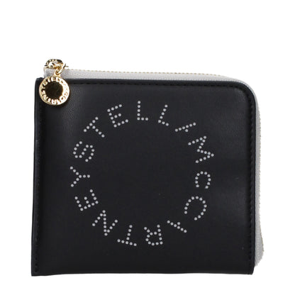 Stella McCartney – Portefeuille Compact en Eco-Cuir Noir | Logo Frontal | Végétalien