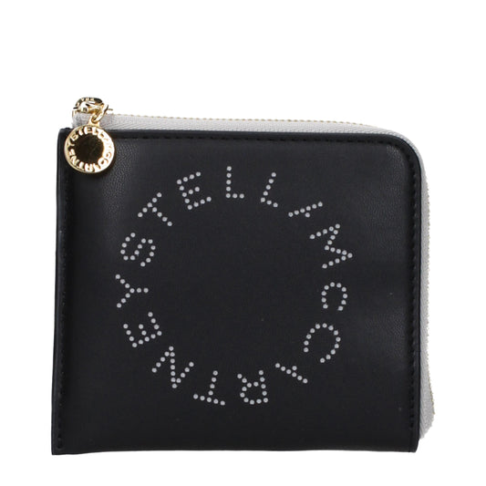 Stella McCartney – Portefeuille Compact en Eco-Cuir Noir | Logo Frontal | Végétalien