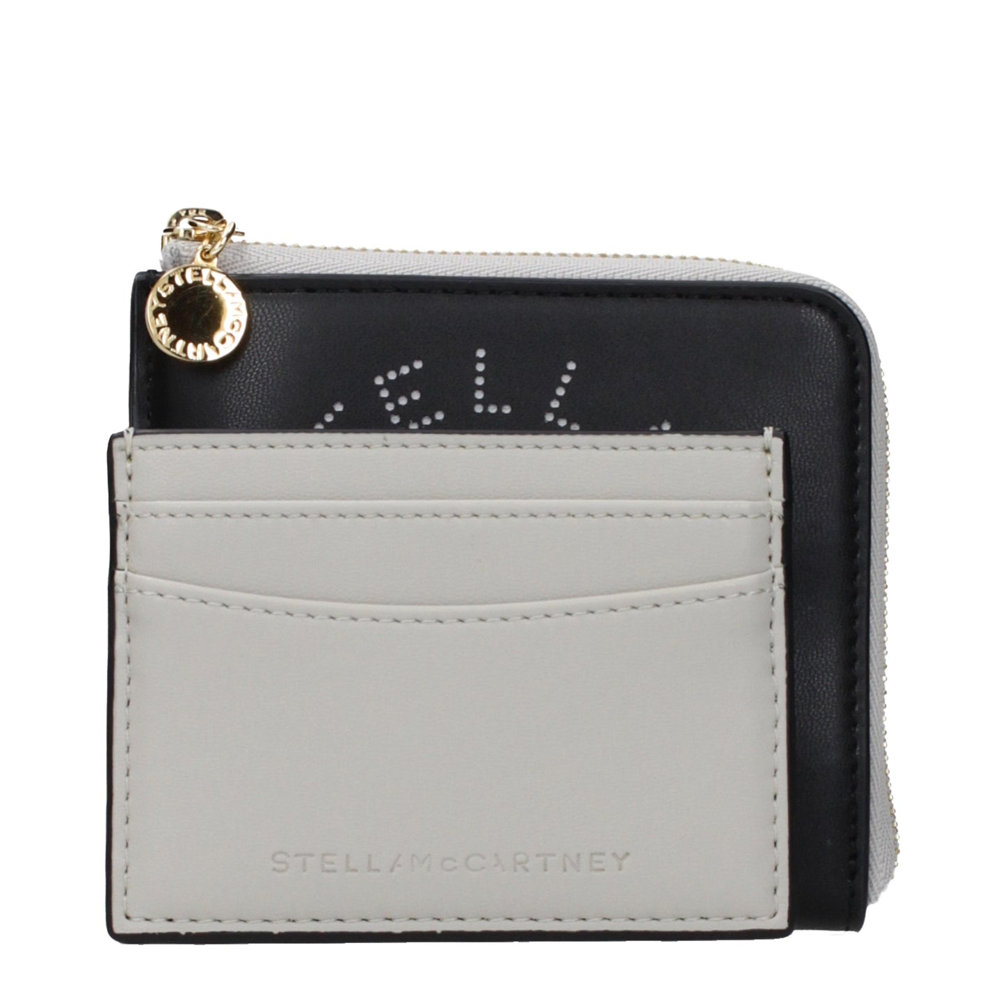Stella McCartney – Portefeuille Compact en Eco-Cuir Noir | Logo Frontal | Végétalien