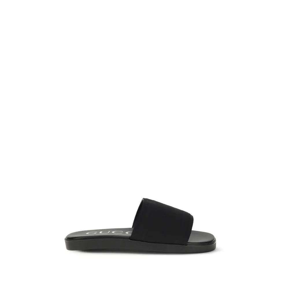 Gucci Black Fabric Flat Sandals by Gucci