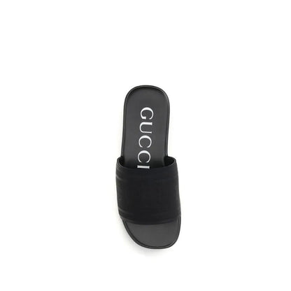 Gucci Black Fabric Flat Sandals by Gucci