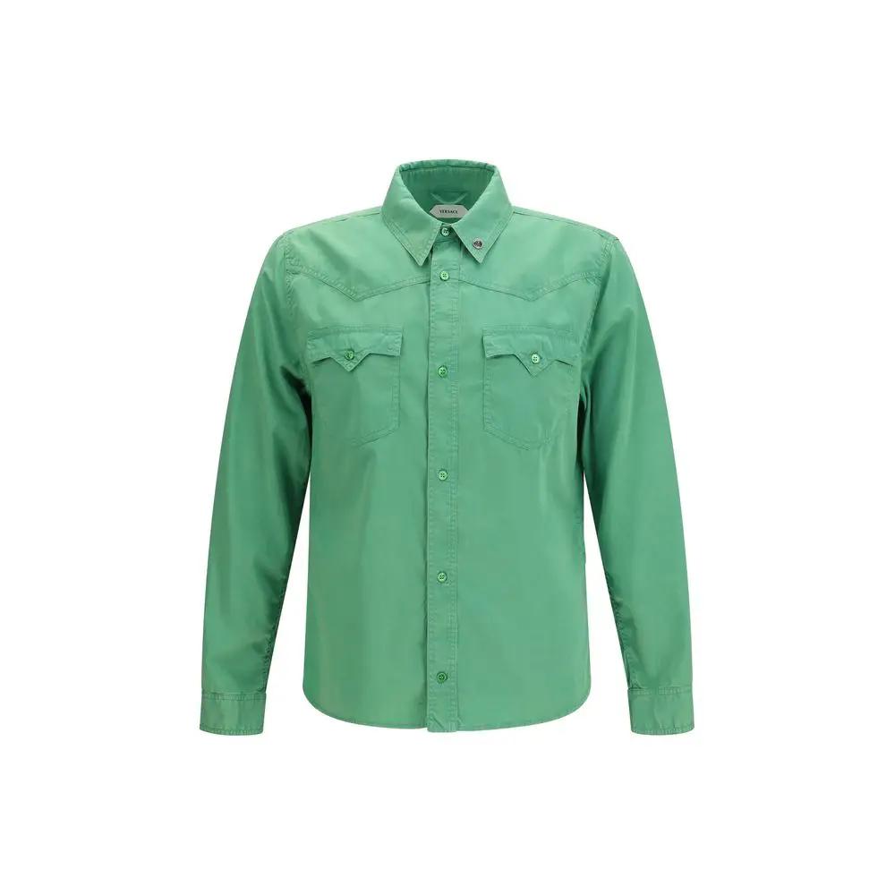 Versace Bicolor Cotton Shortsleeve Shirt by Versace