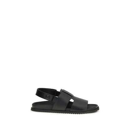 Dolce & Gabbana Black Calf Leather Bos Taurus Sandals by Dolce & Gabbana