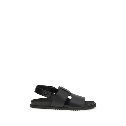 Dolce & Gabbana Black Calf Leather Bos Taurus Sandals by Dolce & Gabbana