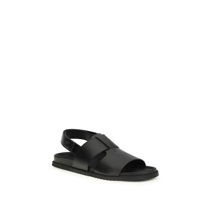 Dolce & Gabbana Black Calf Leather Bos Taurus Sandals by Dolce & Gabbana