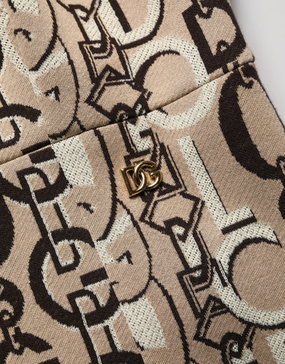 Dolce & Gabbana Robe Fourreau Femme Marron — Motif & Logo DG | Manches Courtes | Made in Italy