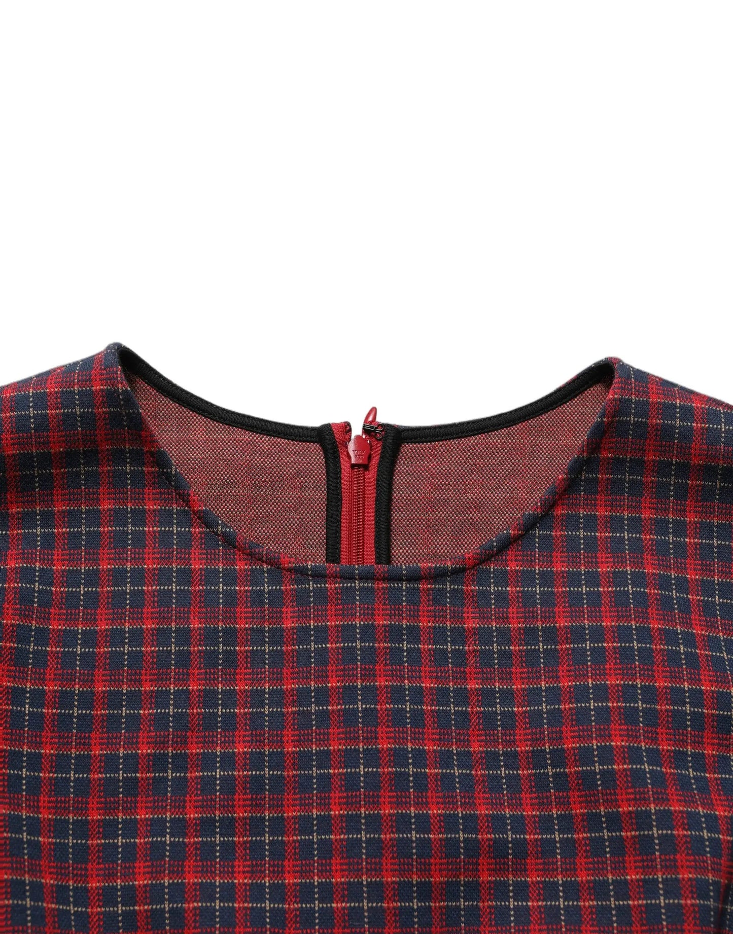 Dolce & Gabbana Red Black Checkered ShortSleeve Sheath Dress by Dolce & Gabbana