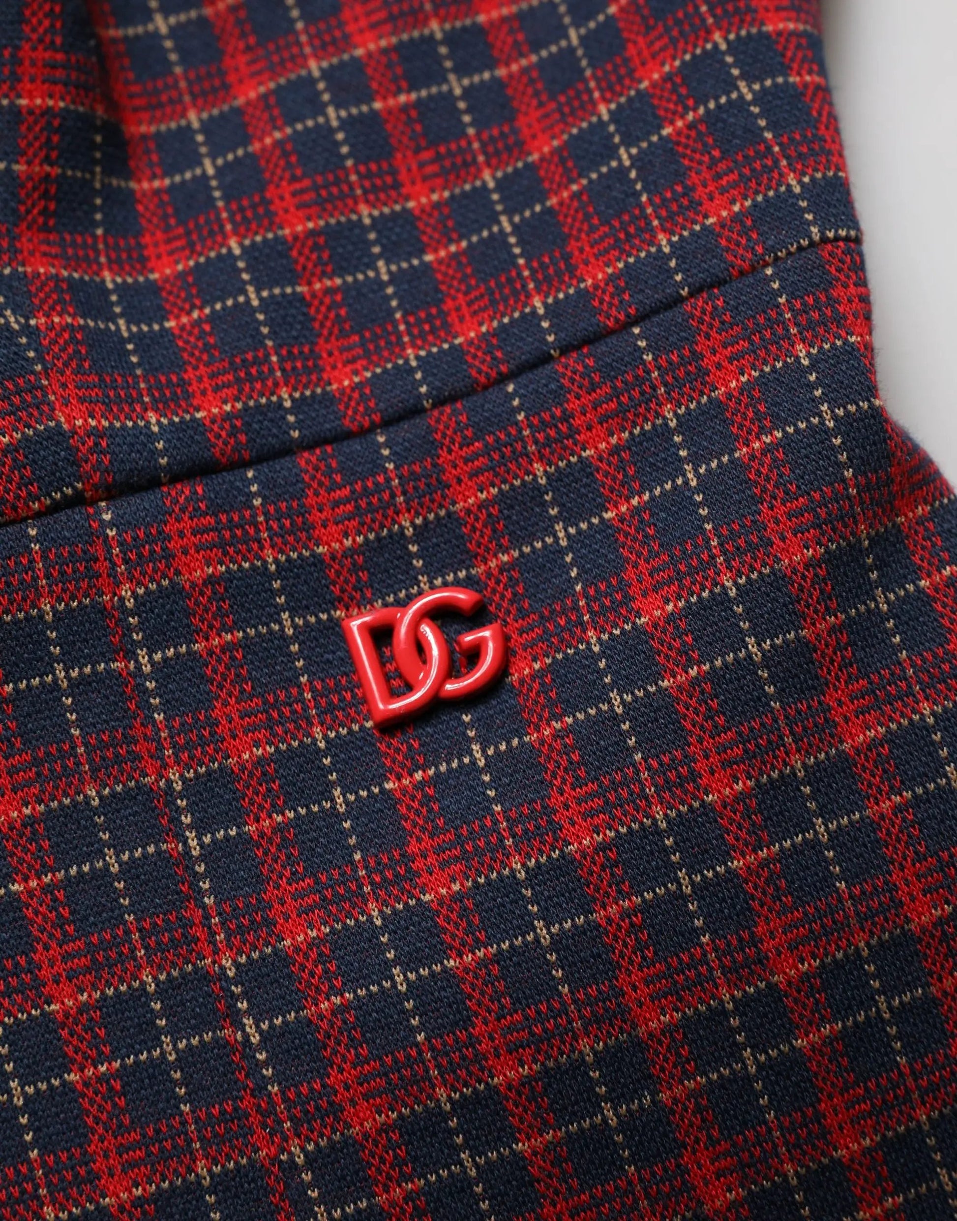 Dolce & Gabbana Red Black Checkered ShortSleeve Sheath Dress by Dolce & Gabbana