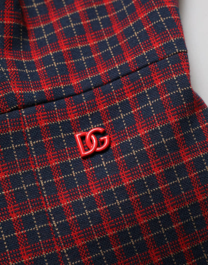 Dolce & Gabbana Red Black Checkered ShortSleeve Sheath Dress by Dolce & Gabbana