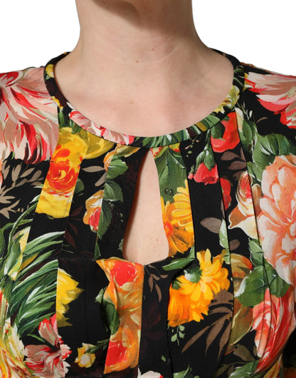 Dolce & Gabbana Multicolor Floral Print LongSleeve Midi Dress by Dolce & Gabbana
