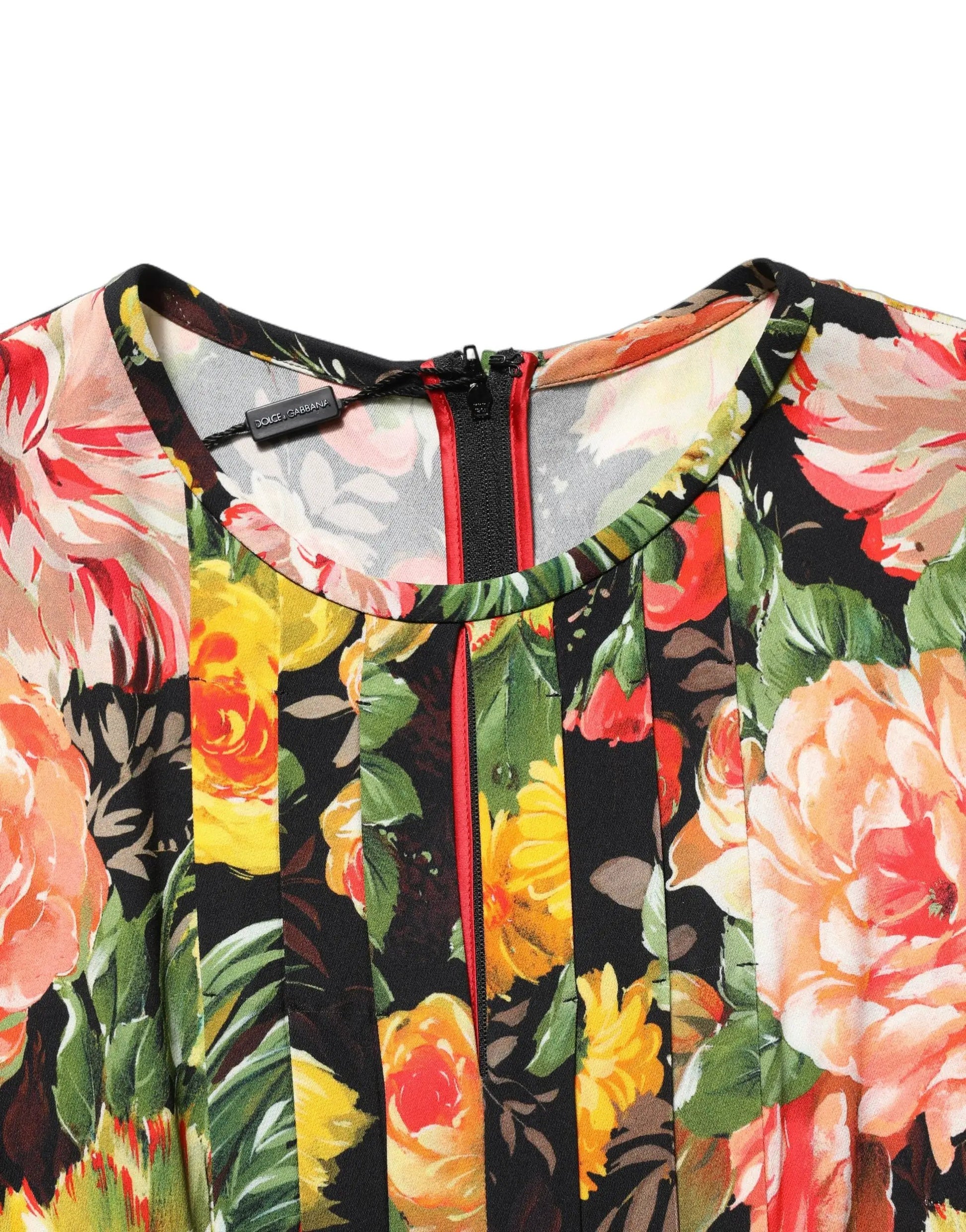 Dolce & Gabbana Multicolor Floral Print LongSleeve Midi Dress by Dolce & Gabbana