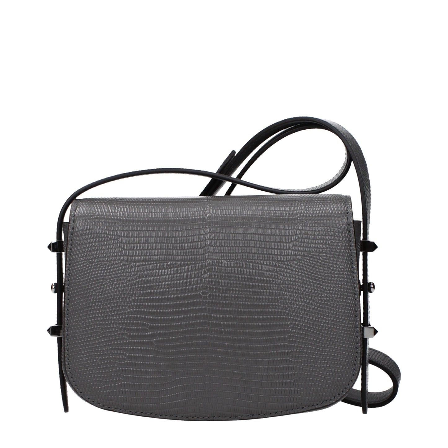 Jimmy Choo – Sac Crossbody Soa en Cuir Gris Storm Gunmetal | Logo | Bandoulière Réglable