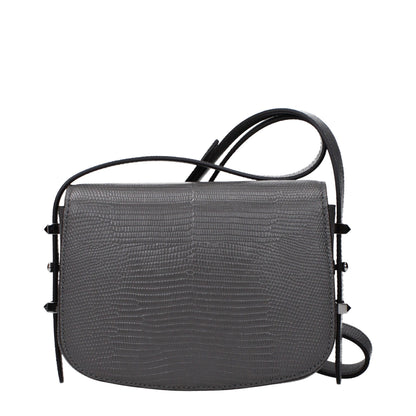 Jimmy Choo – Sac Crossbody Soa en Cuir Gris Storm Gunmetal | Logo | Bandoulière Réglable