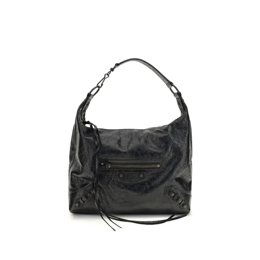 Balenciaga Black Lamb Ovis Aries Aries Shoulder Bag by Balenciaga