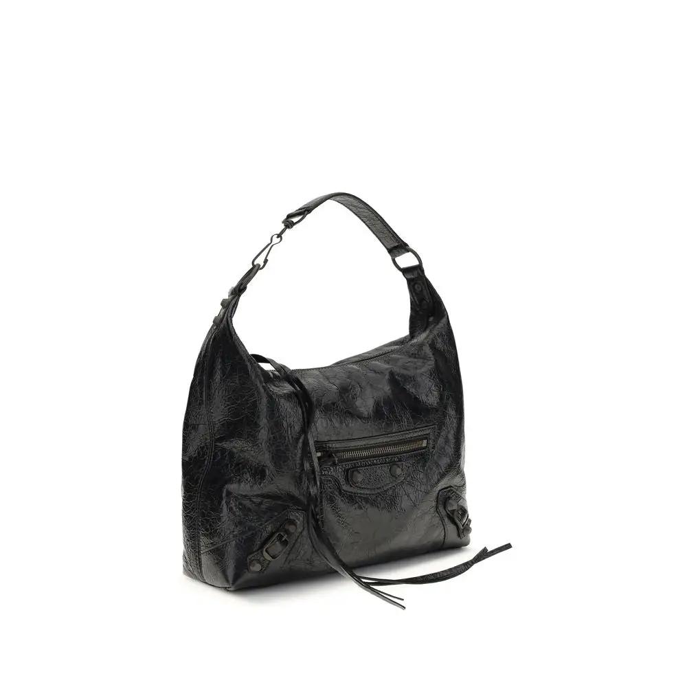 Balenciaga Black Lamb Ovis Aries Aries Shoulder Bag by Balenciaga