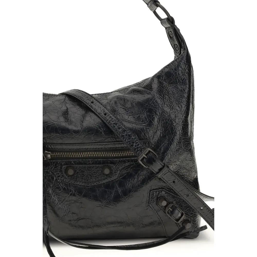 Balenciaga Black Lamb Ovis Aries Aries Shoulder Bag by Balenciaga