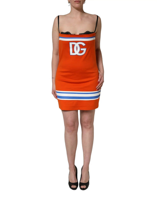 Dolce & Gabbana Orange Cotton Superbowl Football Inspired Mini Dress by Dolce & Gabbana