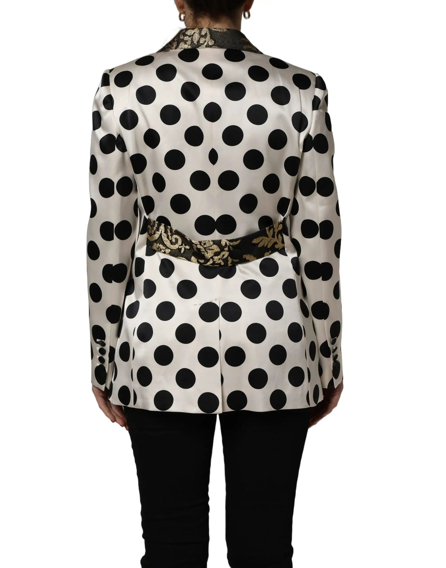 Dolce & Gabbana White Brocade Polka-Dot Print Blazer Jacket by Dolce & Gabbana