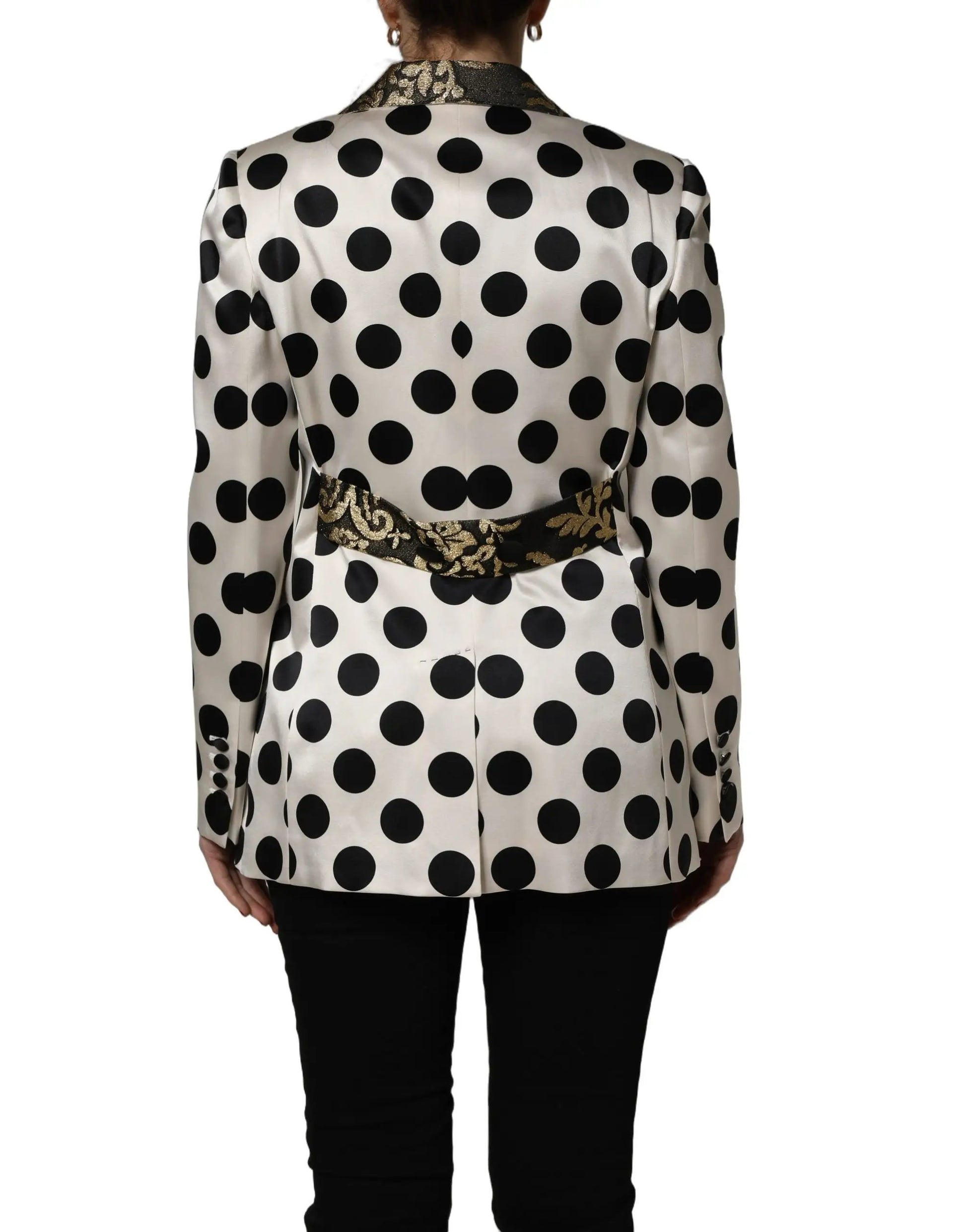Dolce & Gabbana White Brocade Polka-Dot Print Blazer Jacket by Dolce & Gabbana
