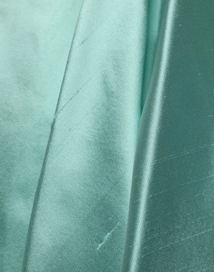 Dolce & Gabbana Green Satin High-Waisted Pleated A-line Midi Skirt by Dolce & Gabbana