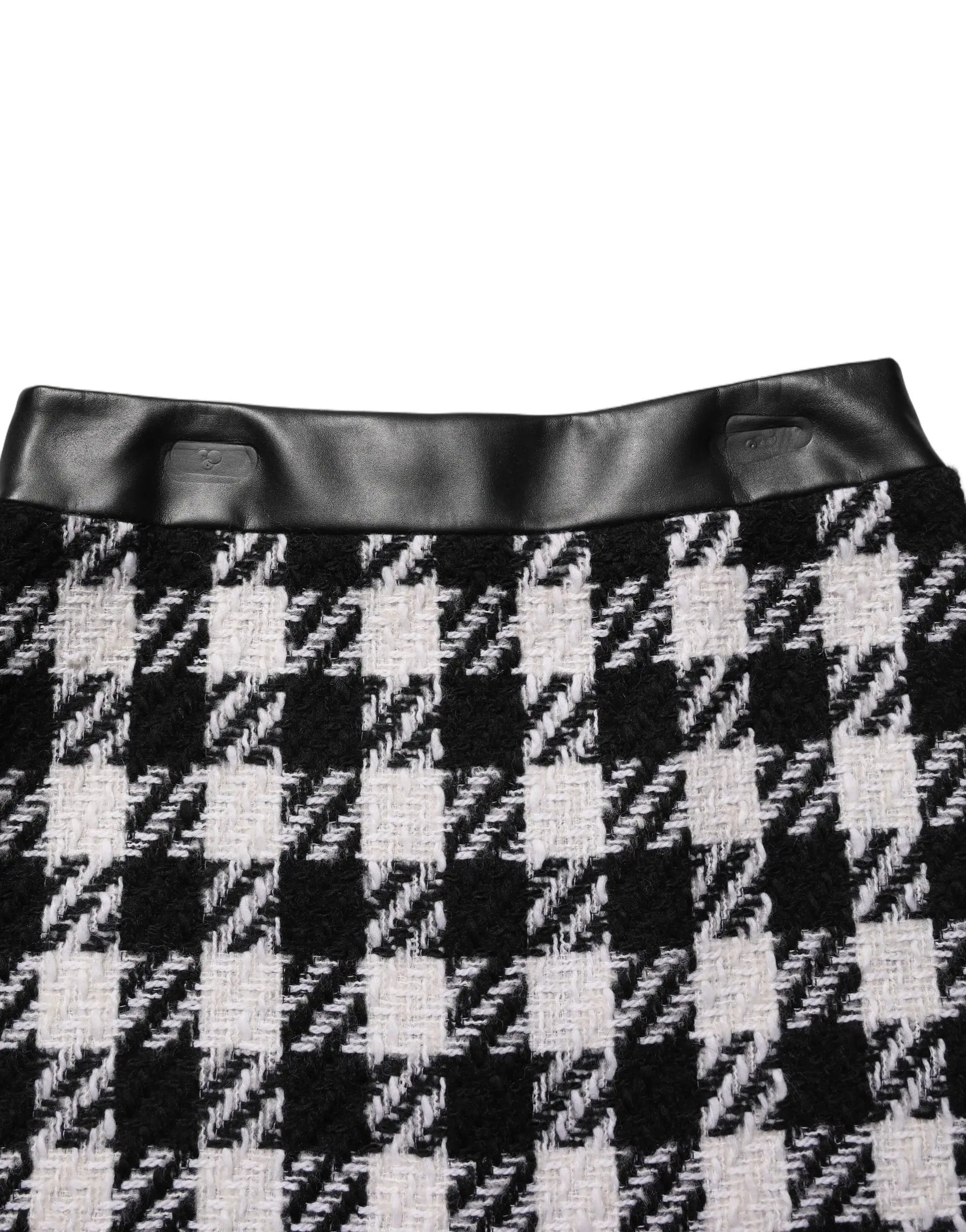 Dolce & Gabbana Black White Tweed Houndstooth Mini Skirt by Dolce & Gabbana