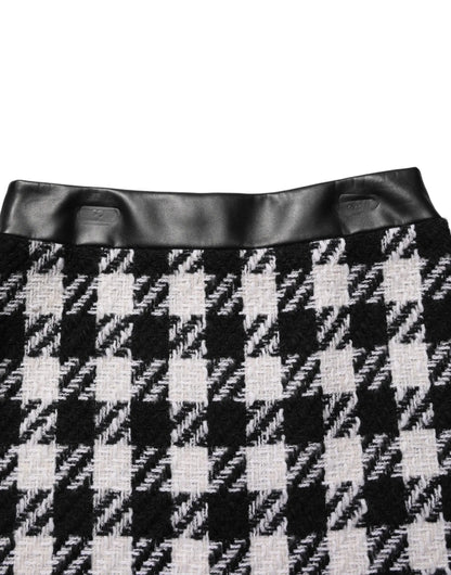 Dolce & Gabbana Black White Tweed Houndstooth Mini Skirt by Dolce & Gabbana
