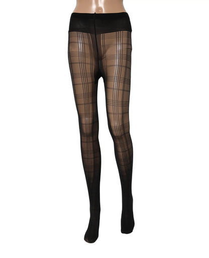 Dolce & Gabbana Black Nylon Tartan Pattern Tights Stockings Socks by Dolce & Gabbana