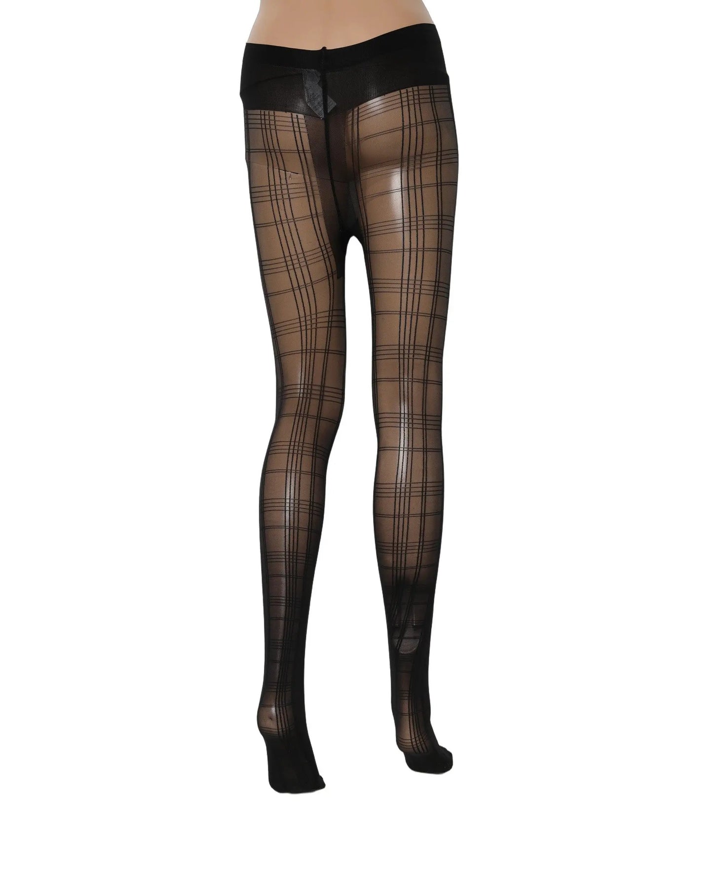 Dolce & Gabbana Black Nylon Tartan Pattern Tights Stockings Socks by Dolce & Gabbana