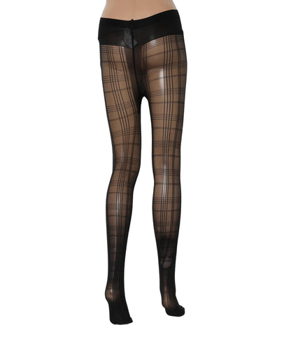 Dolce & Gabbana Black Nylon Tartan Pattern Tights Stockings Socks by Dolce & Gabbana