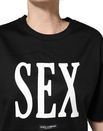 Dolce & Gabbana Black Jersey Graphic Short Sleeve Crew Neck T-shirt by Dolce & Gabbana