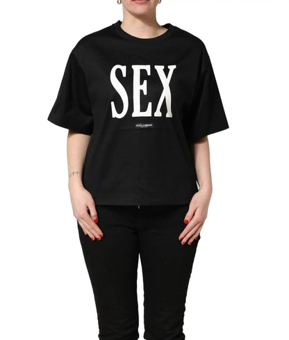 Dolce & Gabbana Black Jersey Graphic Short Sleeve Crew Neck T-shirt by Dolce & Gabbana
