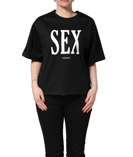 Dolce & Gabbana Black Jersey Graphic Short Sleeve Crew Neck T-shirt by Dolce & Gabbana