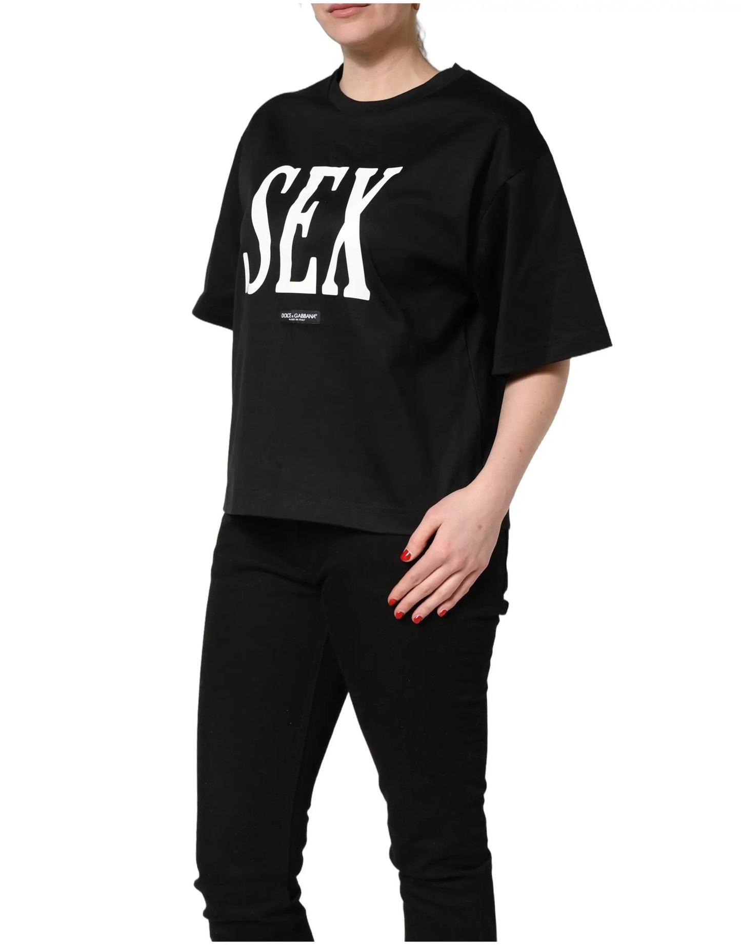Dolce & Gabbana Black Jersey Graphic Short Sleeve Crew Neck T-shirt by Dolce & Gabbana