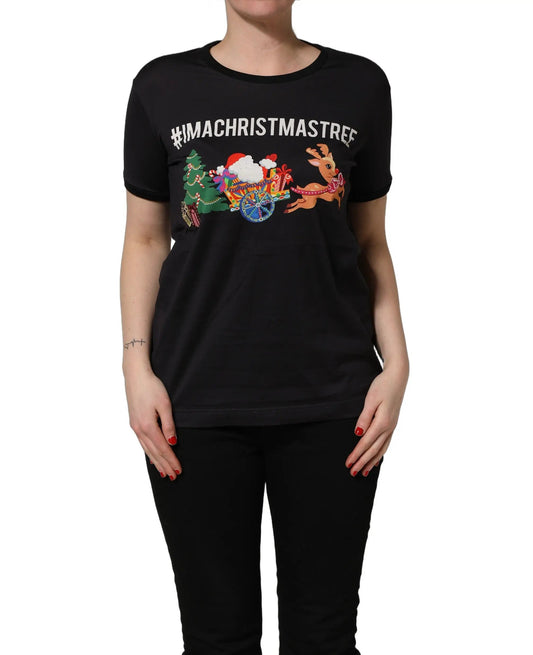Dolce & Gabbana Black #IAMACHRISTMASTREE Print Cotton T-shirt by Dolce & Gabbana
