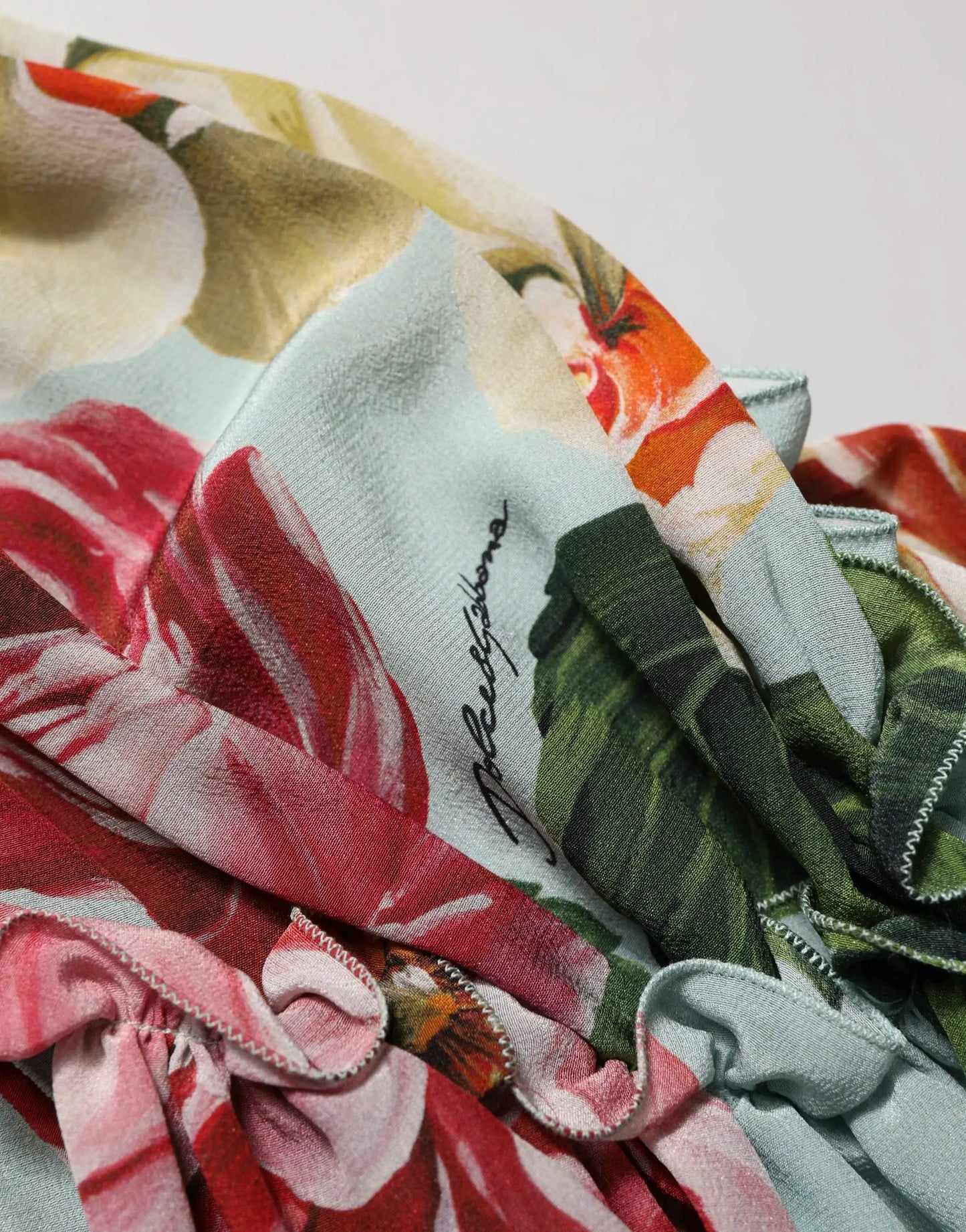 Dolce & Gabbana Multicolor Floral Silk Cropped Shirt Top by Dolce & Gabbana