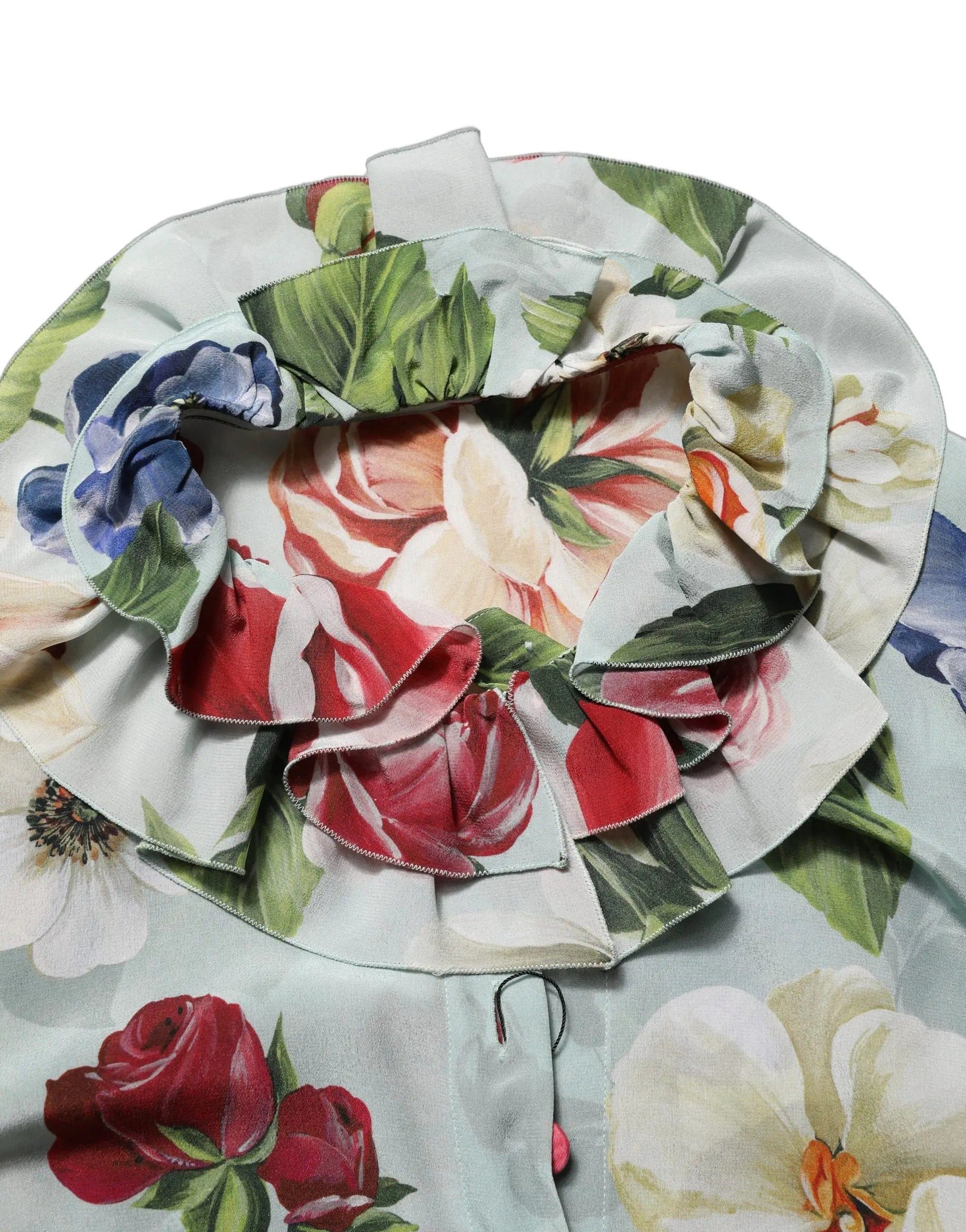 Dolce & Gabbana Multicolor Floral Silk Cropped Shirt Top by Dolce & Gabbana