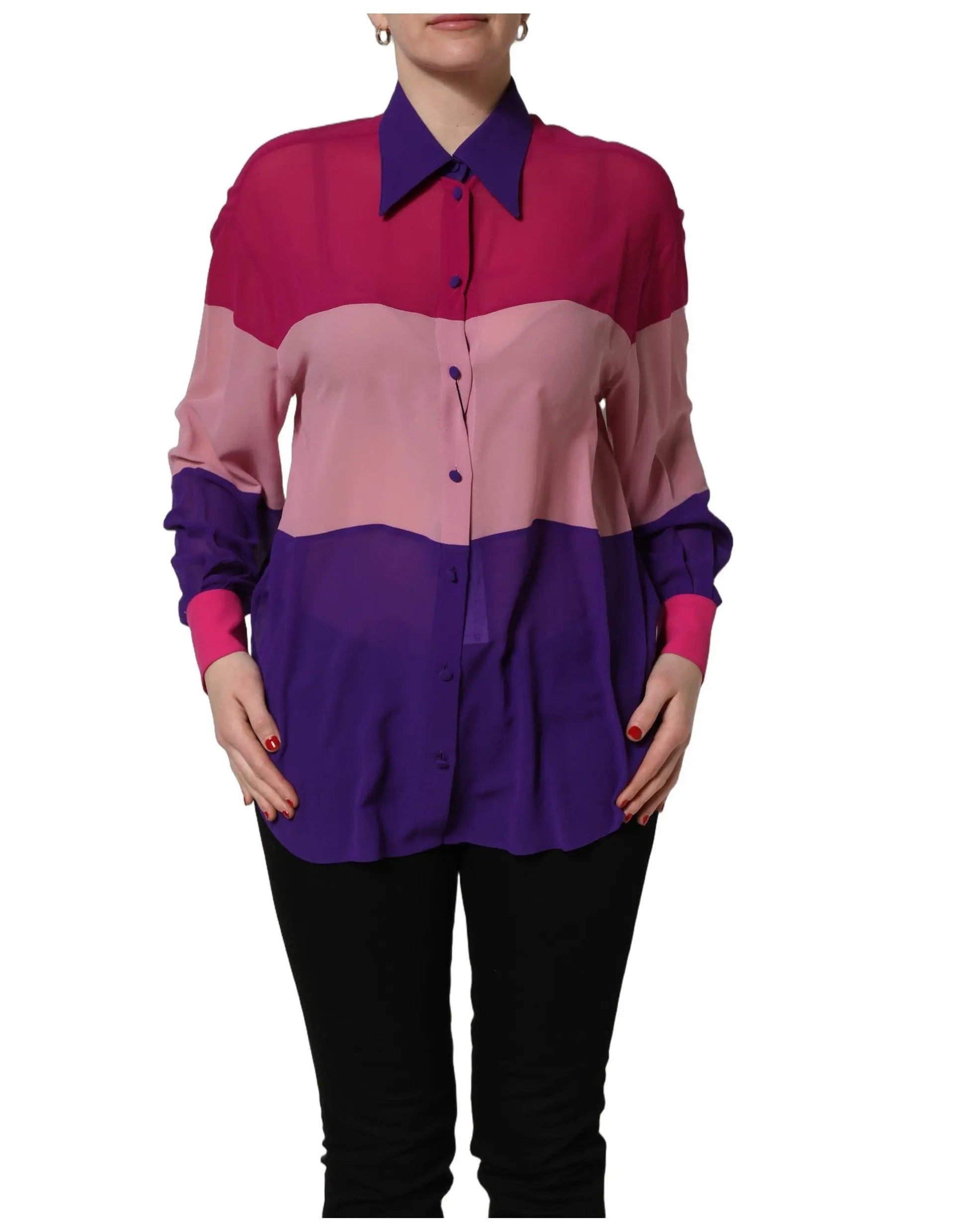 Dolce & Gabbana Multicolor Silk Patchwork Shirt Blouse Top by Dolce & Gabbana