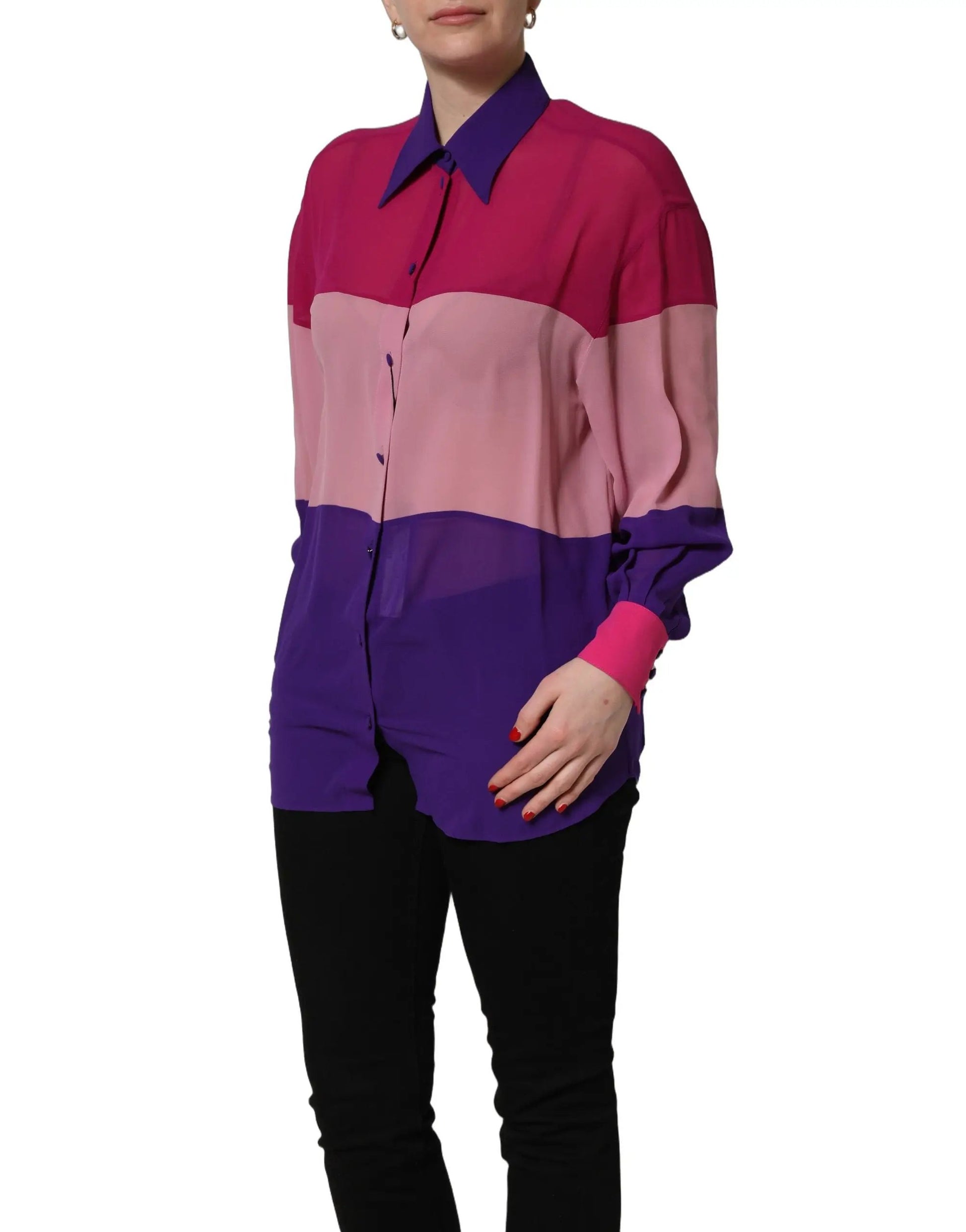 Dolce & Gabbana Multicolor Silk Patchwork Shirt Blouse Top by Dolce & Gabbana