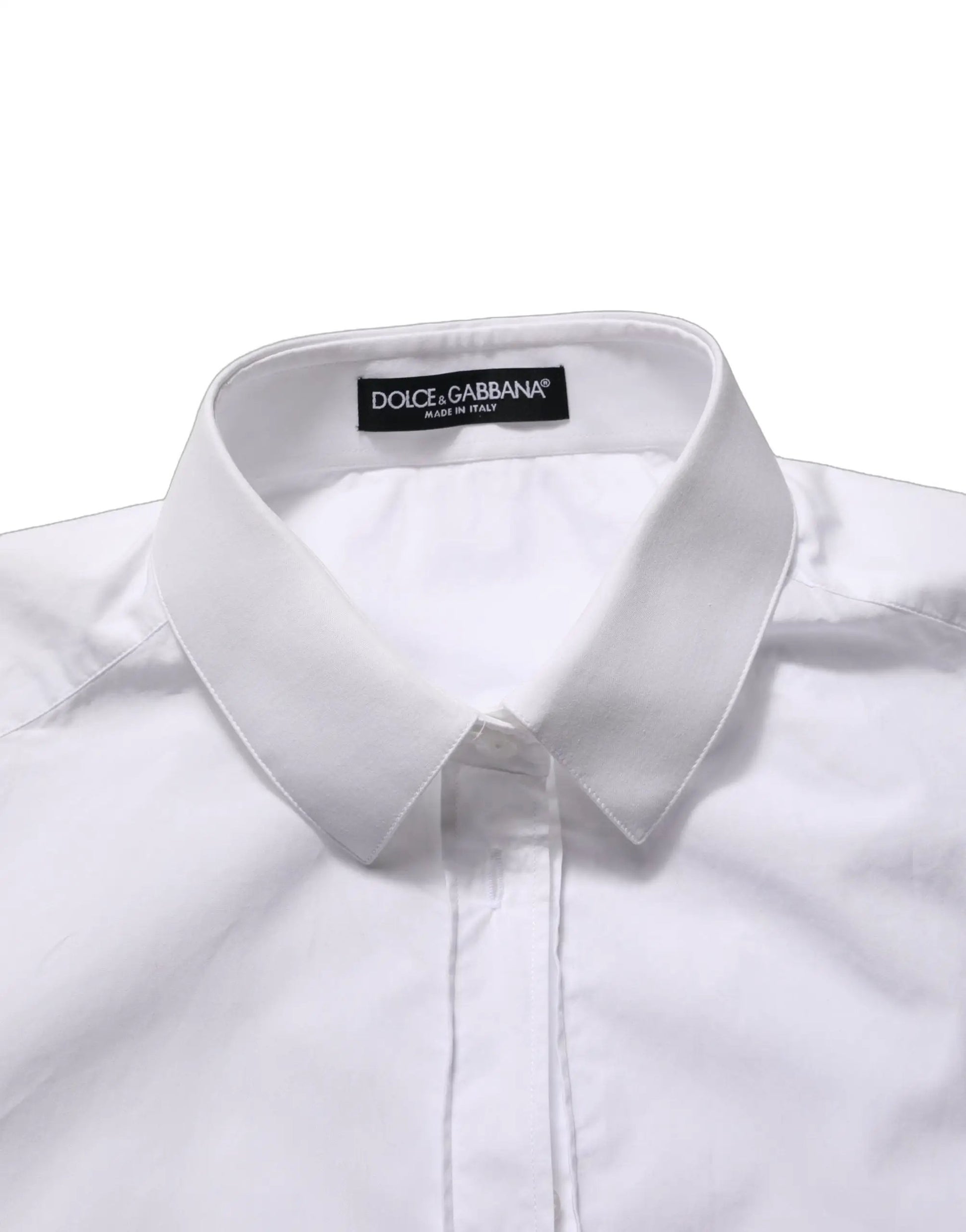 Dolce & Gabbana White Cotton Long Sleeve Button-Up Shirt Top by Dolce & Gabbana