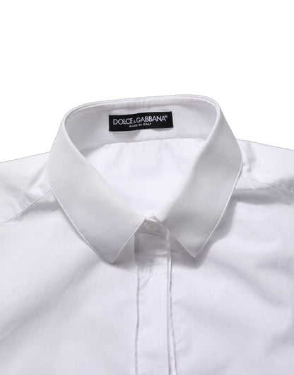 Dolce & Gabbana White Cotton Long Sleeve Button-Up Shirt Top by Dolce & Gabbana