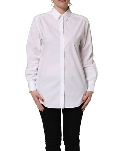 Dolce & Gabbana White Cotton Long Sleeve Button-Up Shirt Top by Dolce & Gabbana