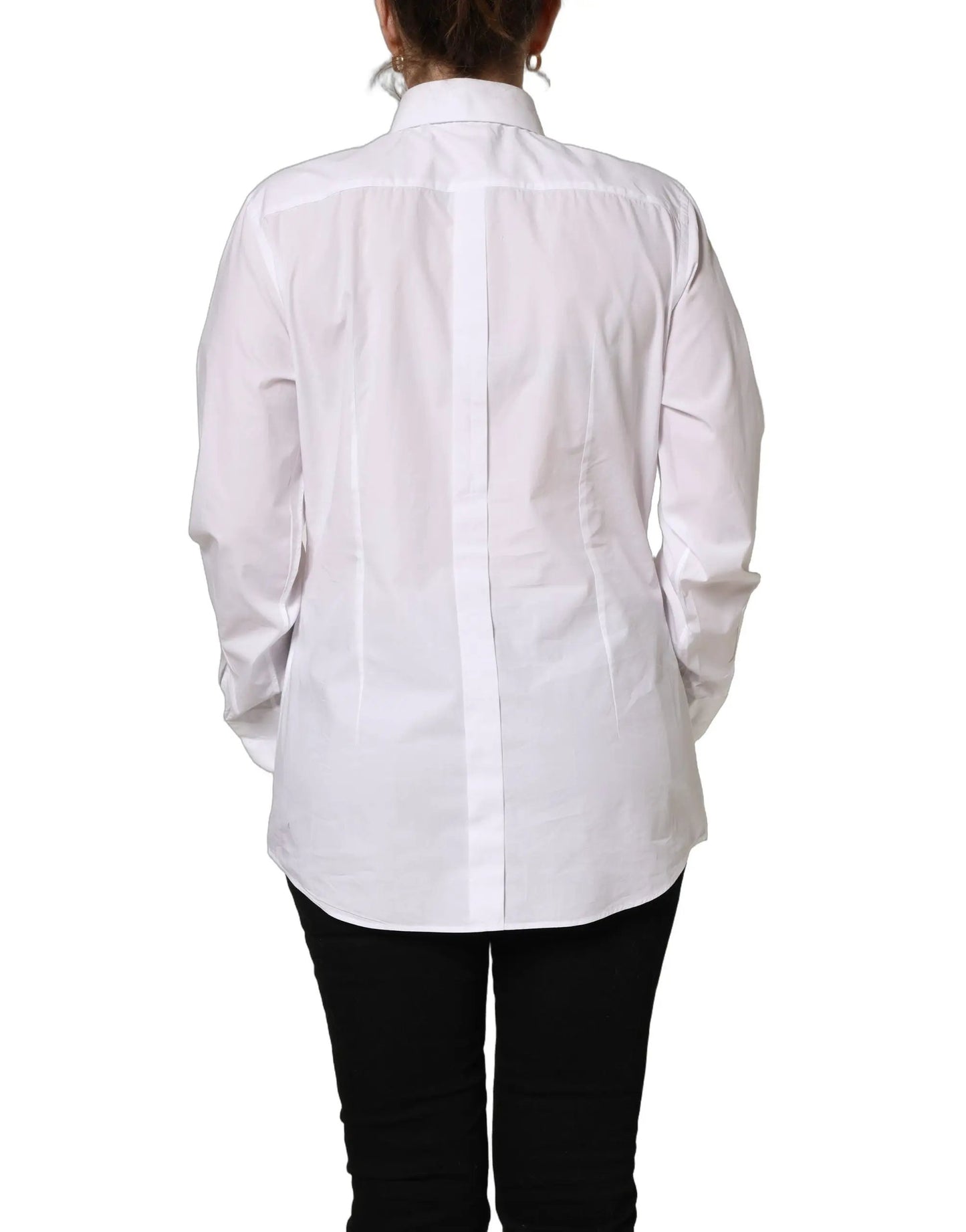 Dolce & Gabbana White Cotton Long Sleeve Button-Up Shirt Top by Dolce & Gabbana