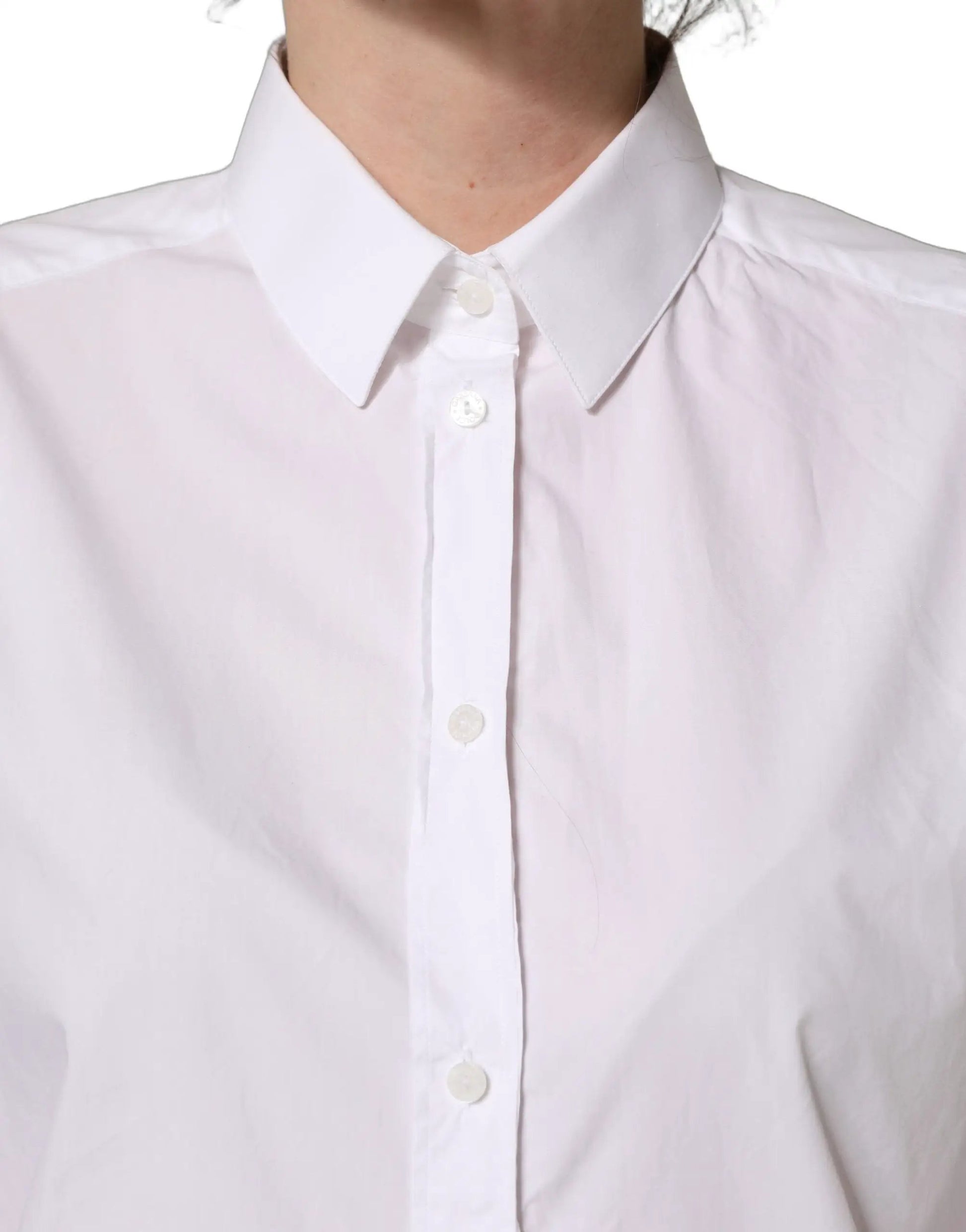 Dolce & Gabbana White Cotton Long Sleeve Button-Up Shirt Top by Dolce & Gabbana
